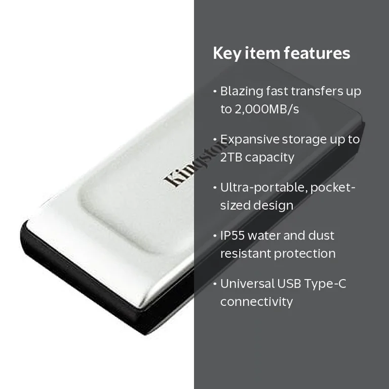 Kingston XS2000 1TB Portable SSD, USB-C, High Performance