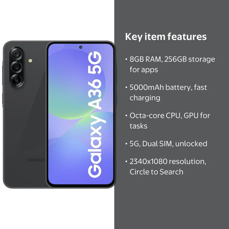Samsung Galaxy A36 5G 2025, 8GB RAM 256GB Storage, AI Dual SIM