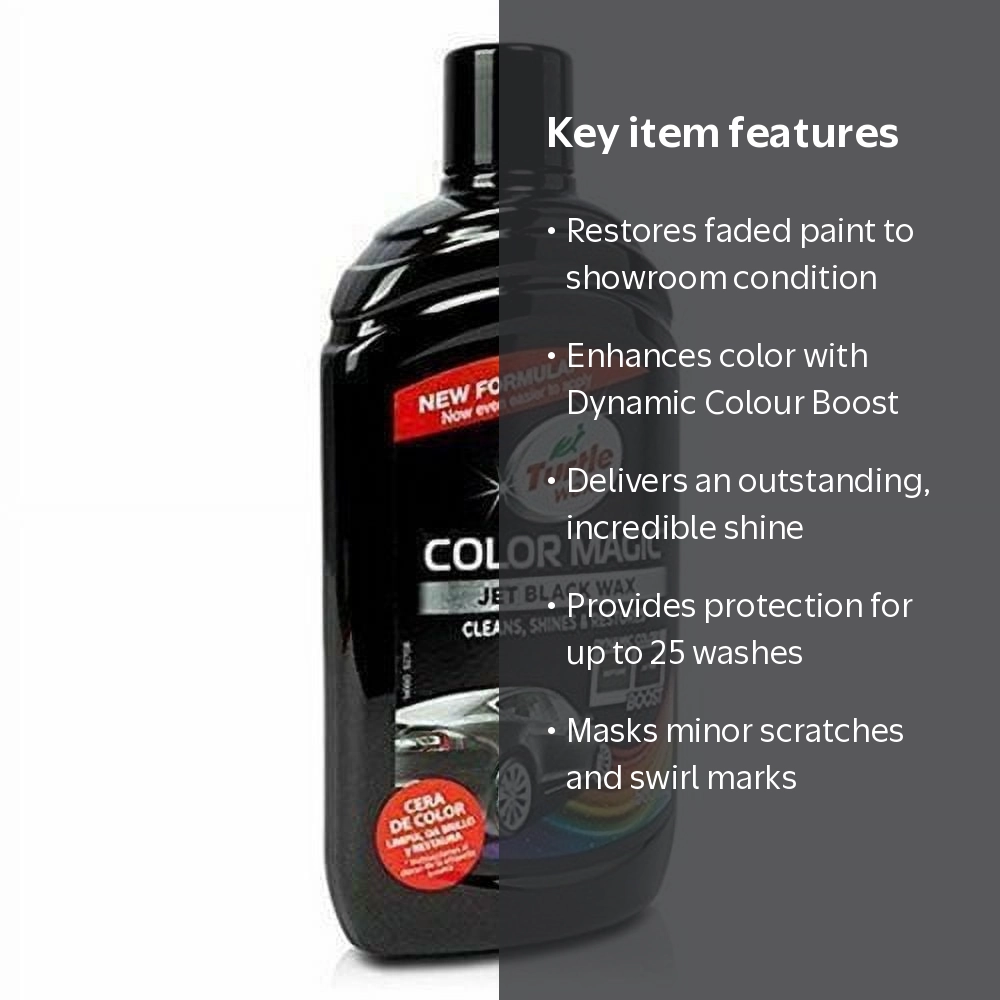 Turtle Wax Colour Magic Jet Black Car Polish 500ml, Restores Shine