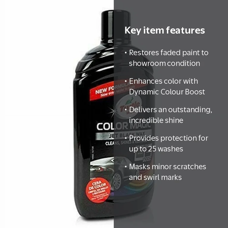Turtle Wax Colour Magic Jet Black Car Polish 500ml, Restores Shine