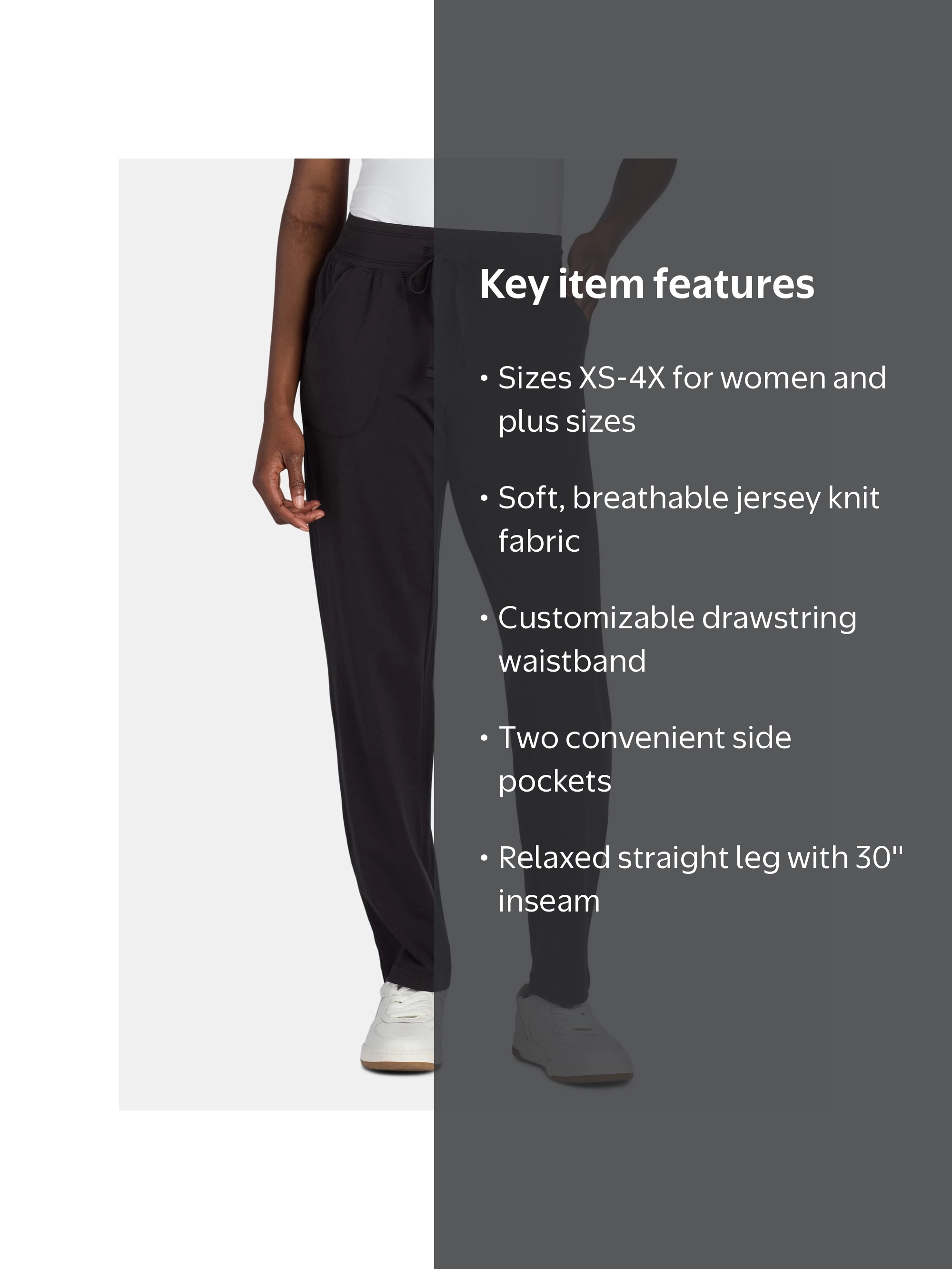 Athletic Works Women's Knit Pants Sizes XS-4X with Pockets and