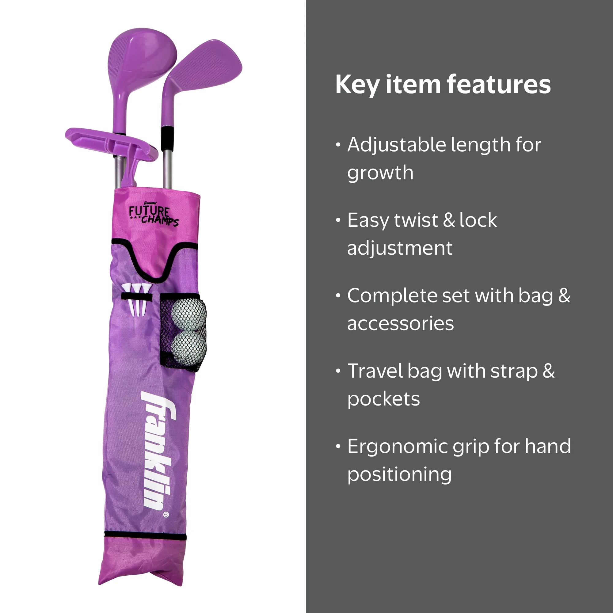 Franklin Sports Kids Golf Set - Youth Adjustable Plastic Golf Club