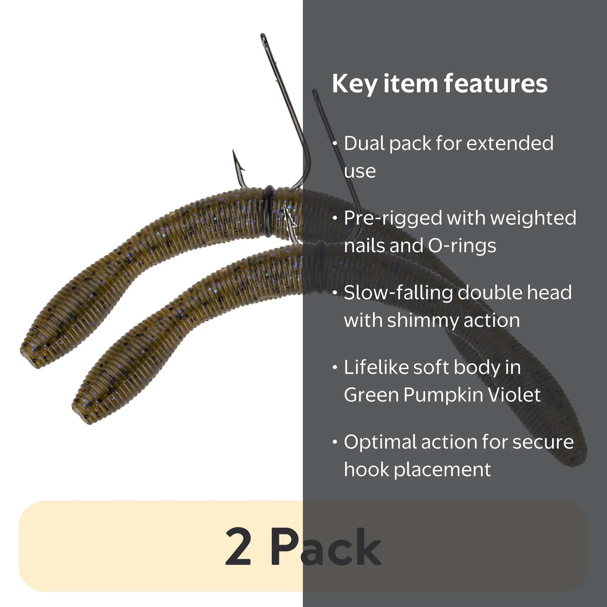 Perfection Lures Dudley's Pre-Rigged Green Pumpkin Violet Wacky