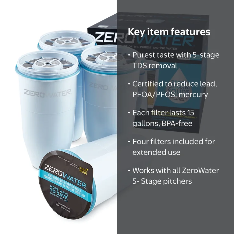 ZeroWater, 5-stage Water Filter Replacement, 4 Pack - Walmart.com