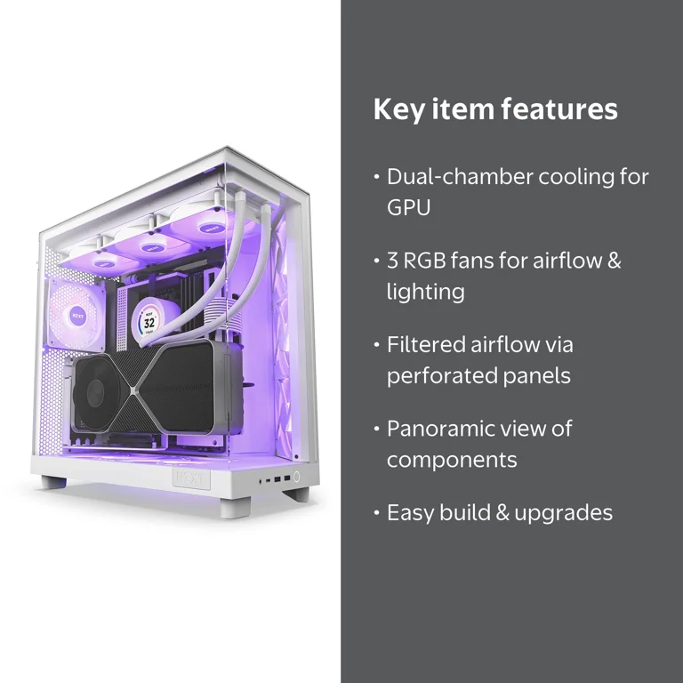 NZXT H6 Flow RGB Compact Dual-Chamber ATX Mid-Tower Case - Walmart.com