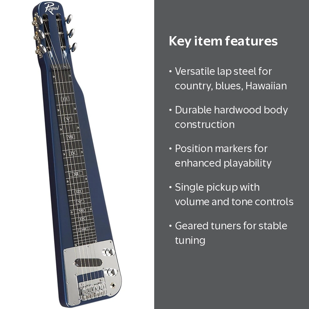 Rogue Professional Electric RLS-1 Lap Steel Guitar, Metallic Blue