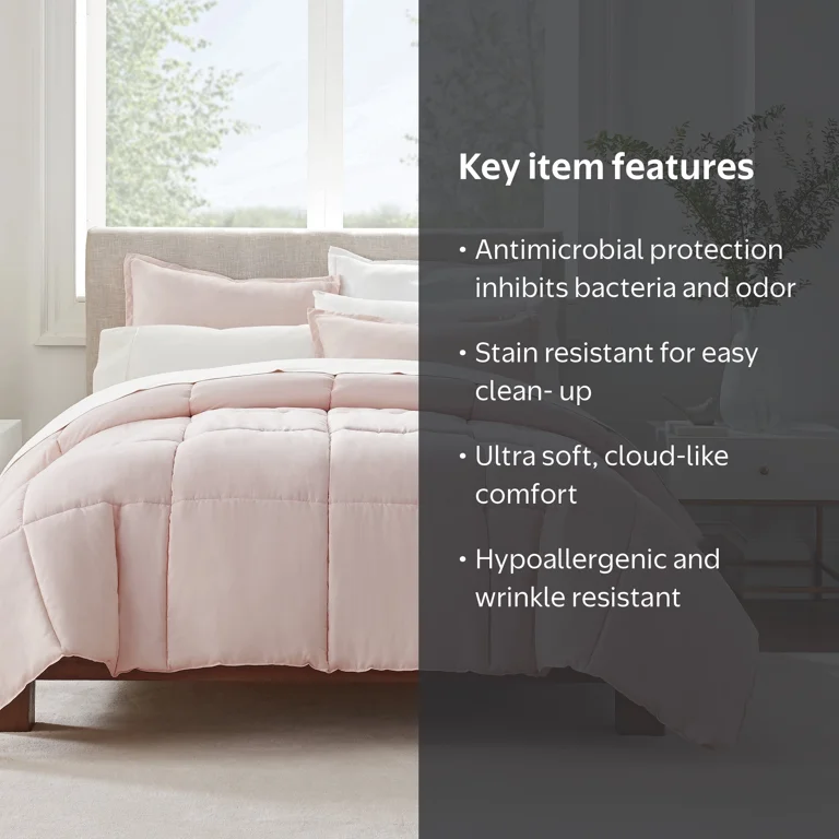 Serta Simply 2-Piece Clean Antimicrobial Blush Pink Comforter Set