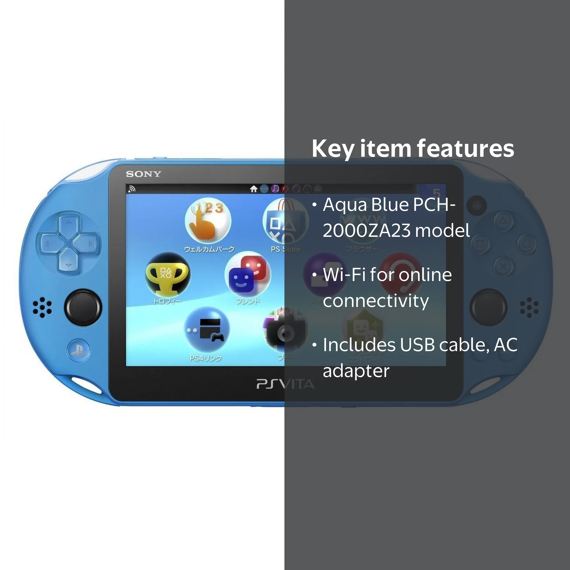 PlayStation Vita Wi-Fi model Aqua Blue (PCH-2000ZA23) Japanese Ver