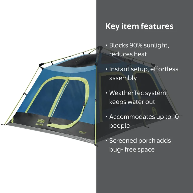 Coleman 10-Person Dark Room Instant Cabin Tent with Rainfly