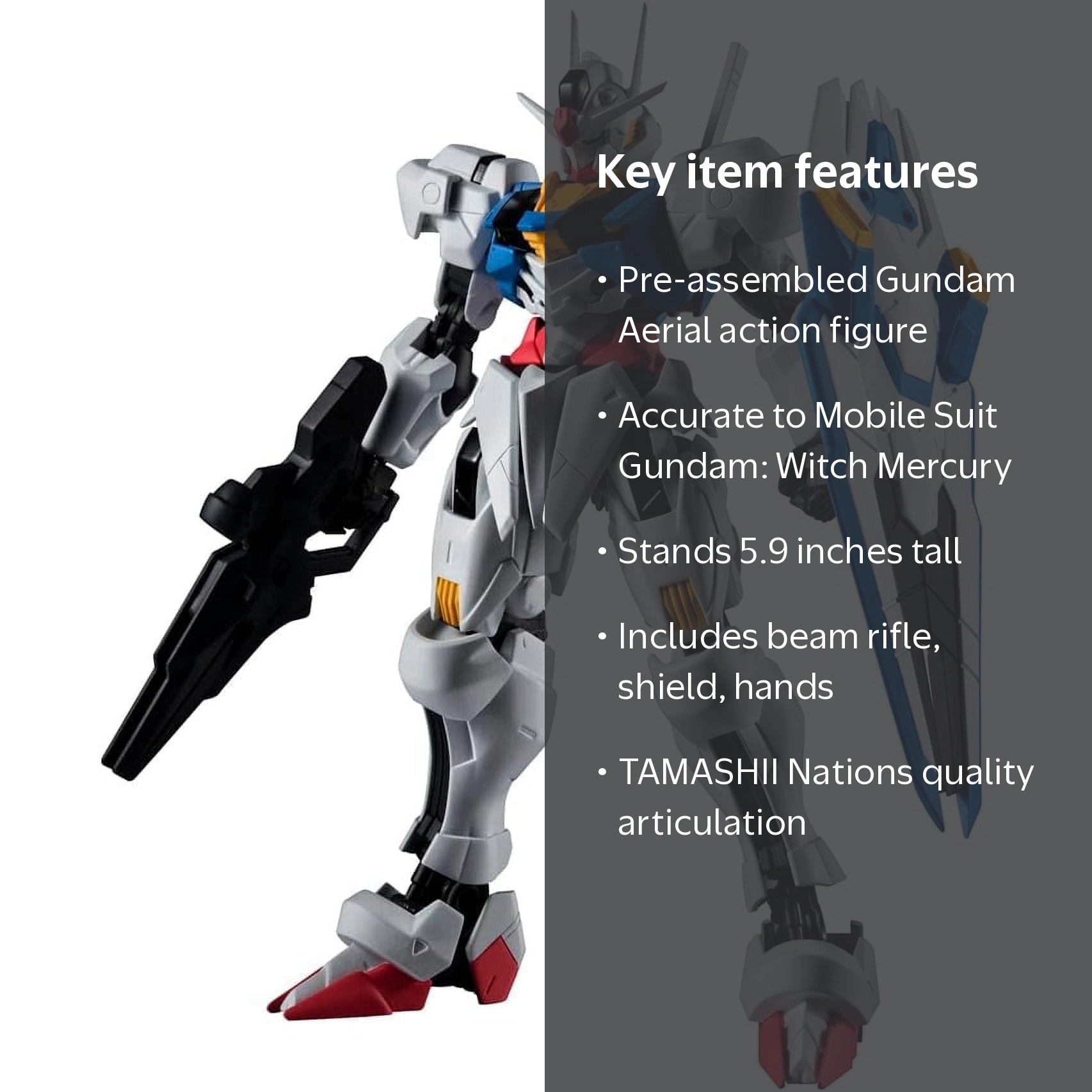 TAMASHII NATIONS, Action Figure, XVX-016 Gundam Aerial, 5.9