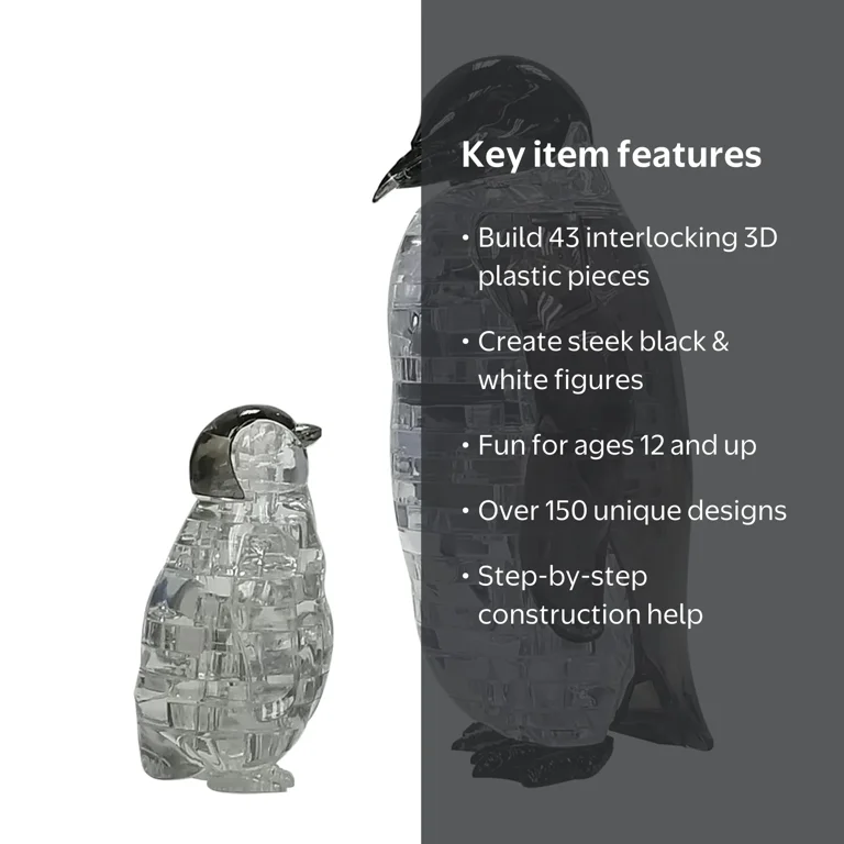 Penguin and Baby Original 3D Crystal Puzzle from BePuzzled, Ages