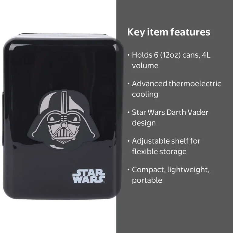 Star Wars Darth Vader 4L 6-Can Mini Fridge, Black - Walmart.com