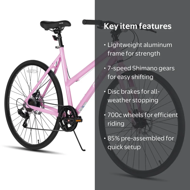 HILAND Unisex Commuter Road Bike 7-Speed Shimano, Mechanical Disc