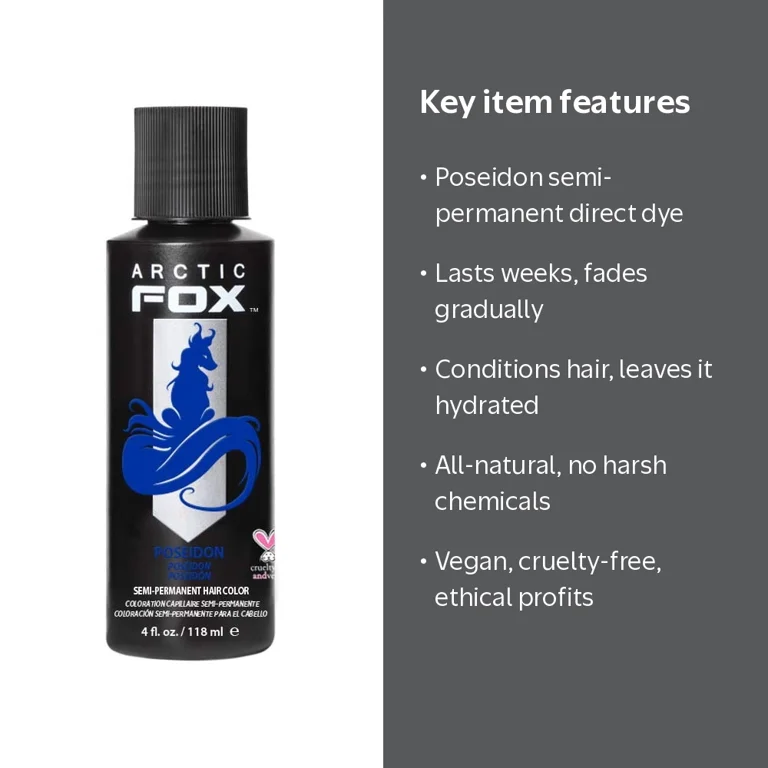 Arctic Fox Semi-Permanent Hair Color - Poseidon 4oz - Walmart.com