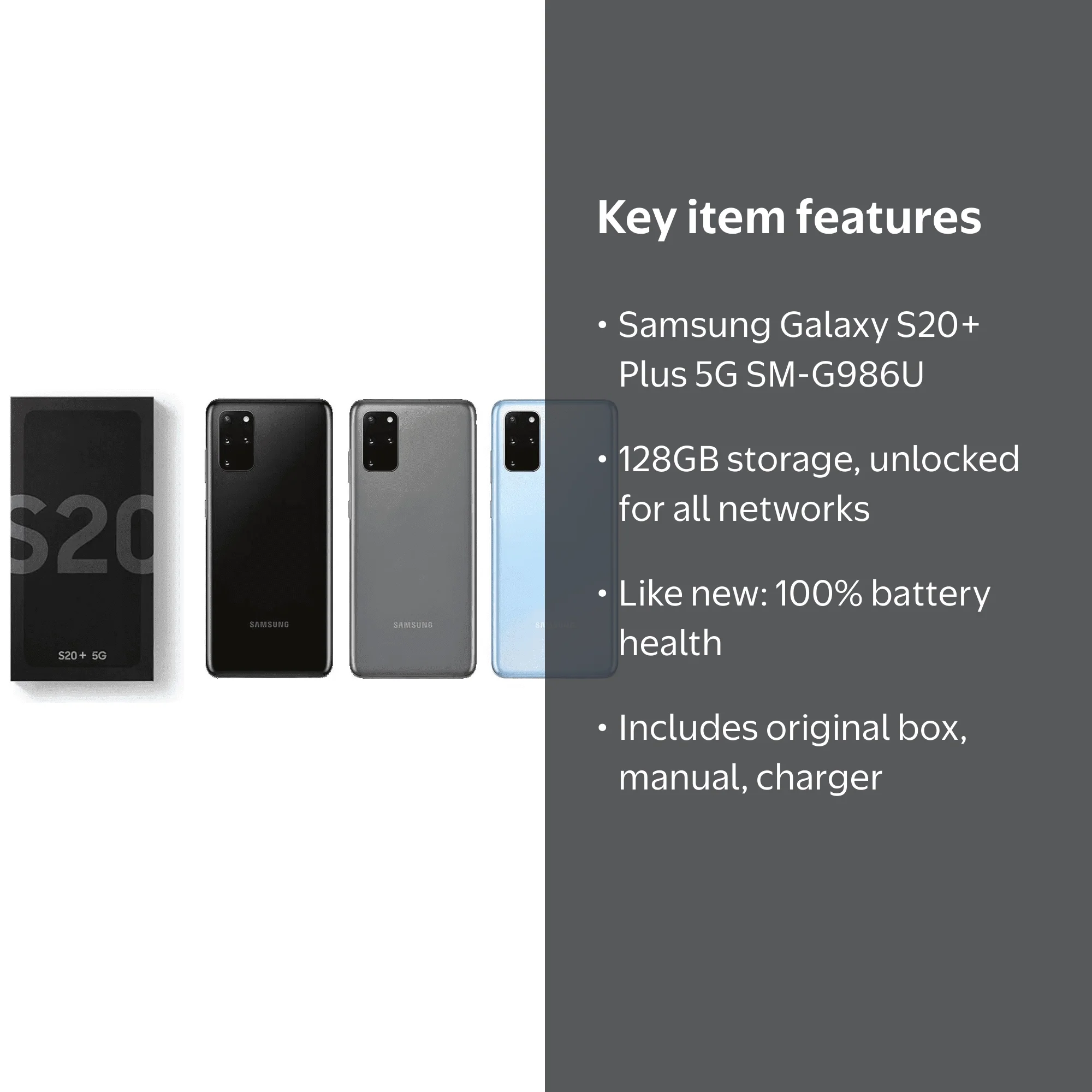 Samsung, Fully Unlocked Galaxy S20+ Plus 5G 128GB SM-G986U