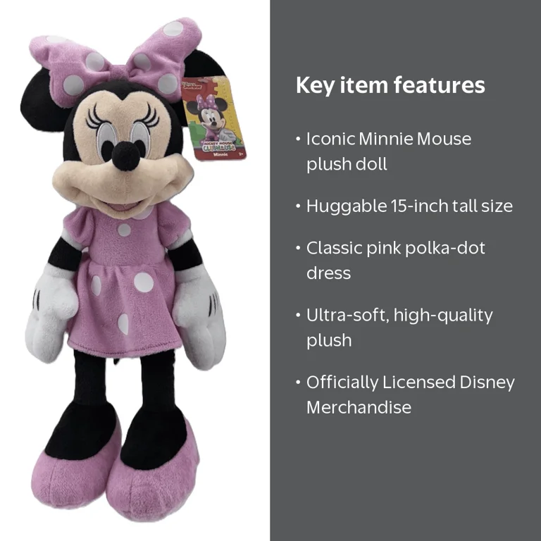 Disney Pink Minnie Mouse Stuffed Plush Doll Toy 15