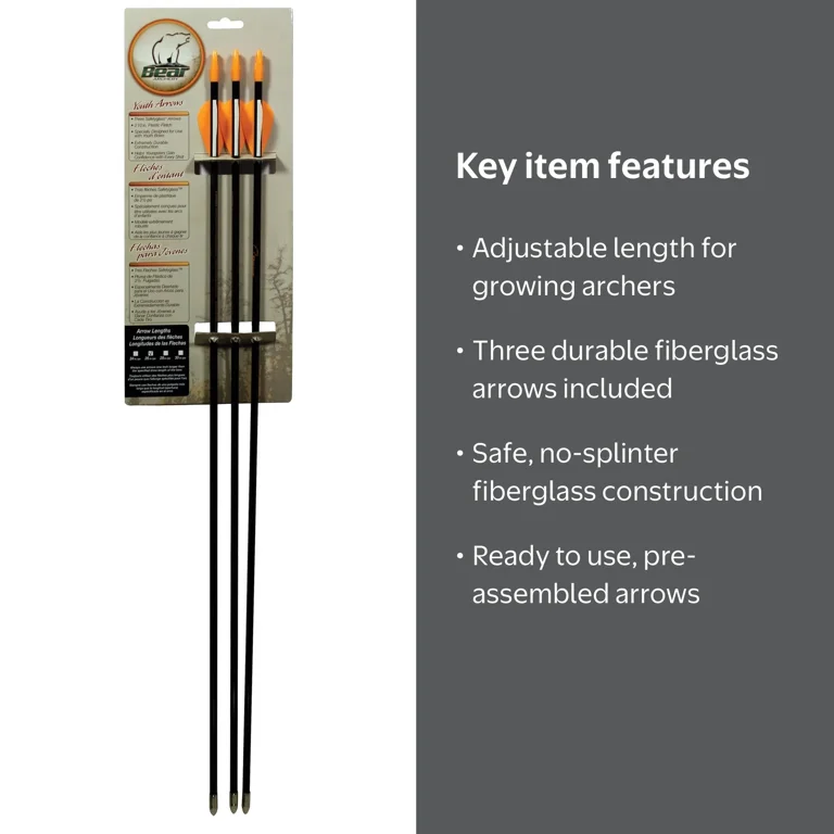 Bear Archery Youth Safetyglass Arrows, 24 Inch, 3-Pack - Walmart.com