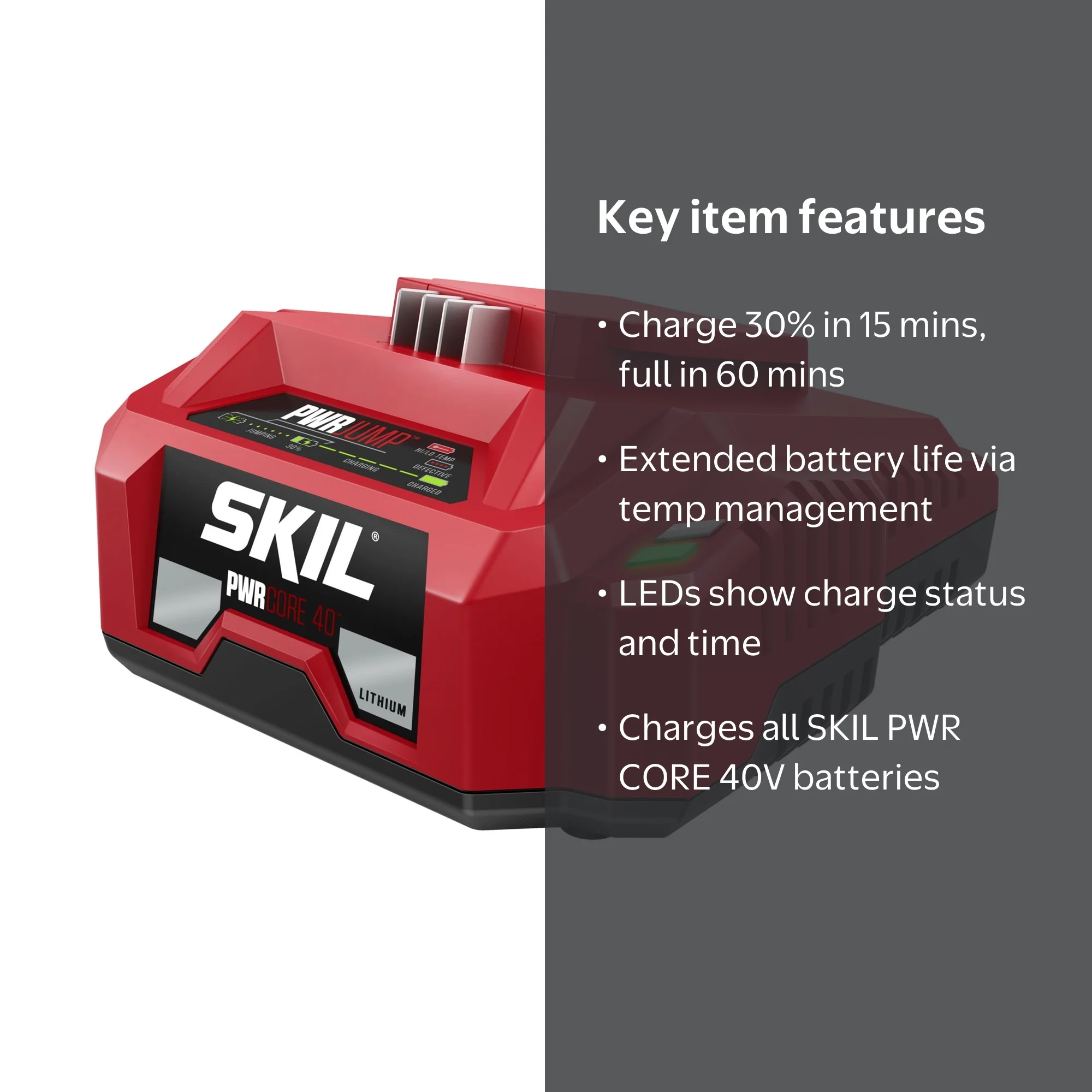 SKIL PWR CORE 40V PWR JUMP Charger, 15-Min Fast Charge SC5364-00