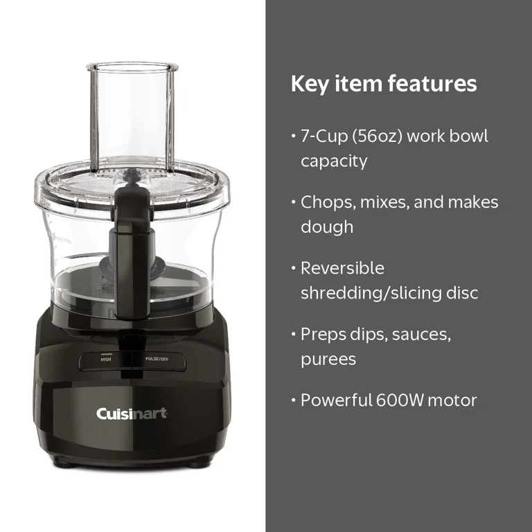 Cuisinart 7-Cup Food Processor, Black, with Shredding Discs