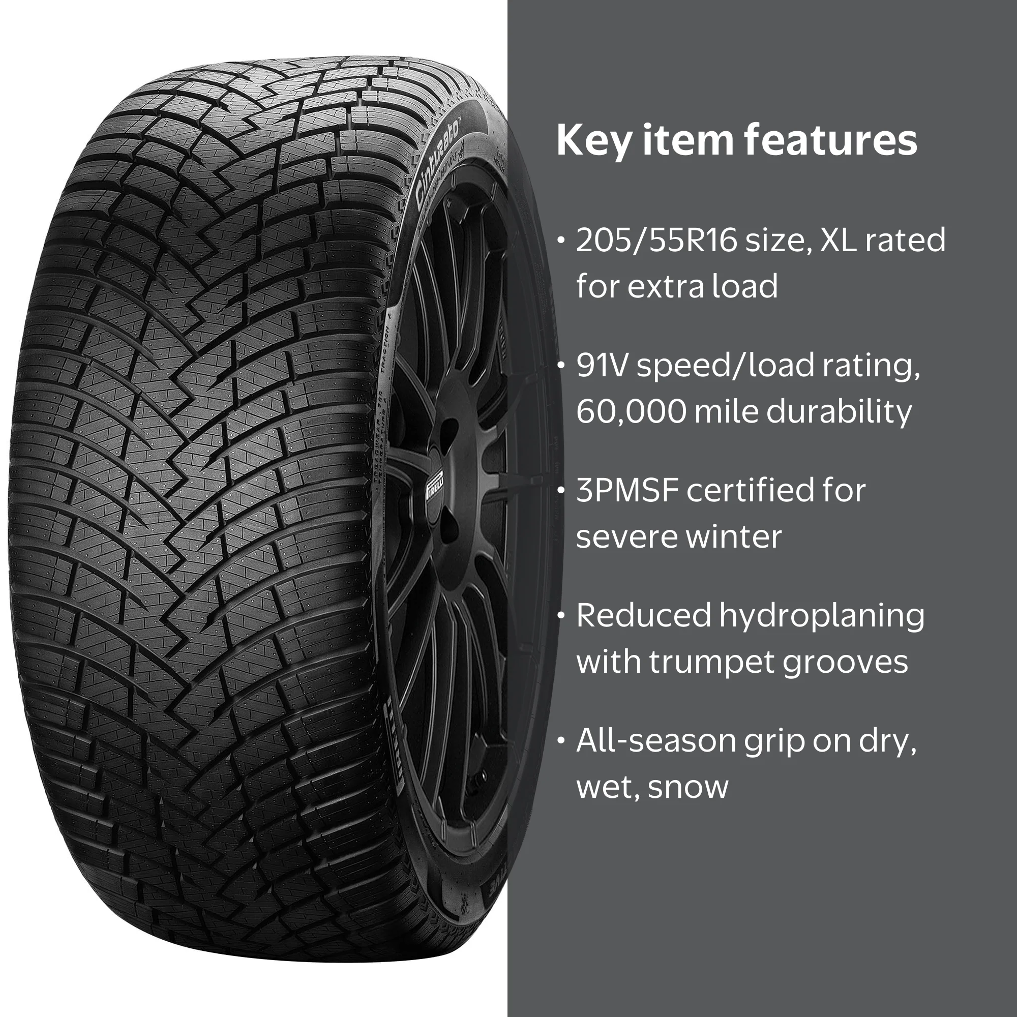 205/55R16 91V PIR CINTURATO WEATHERACTIVE - Walmart.com