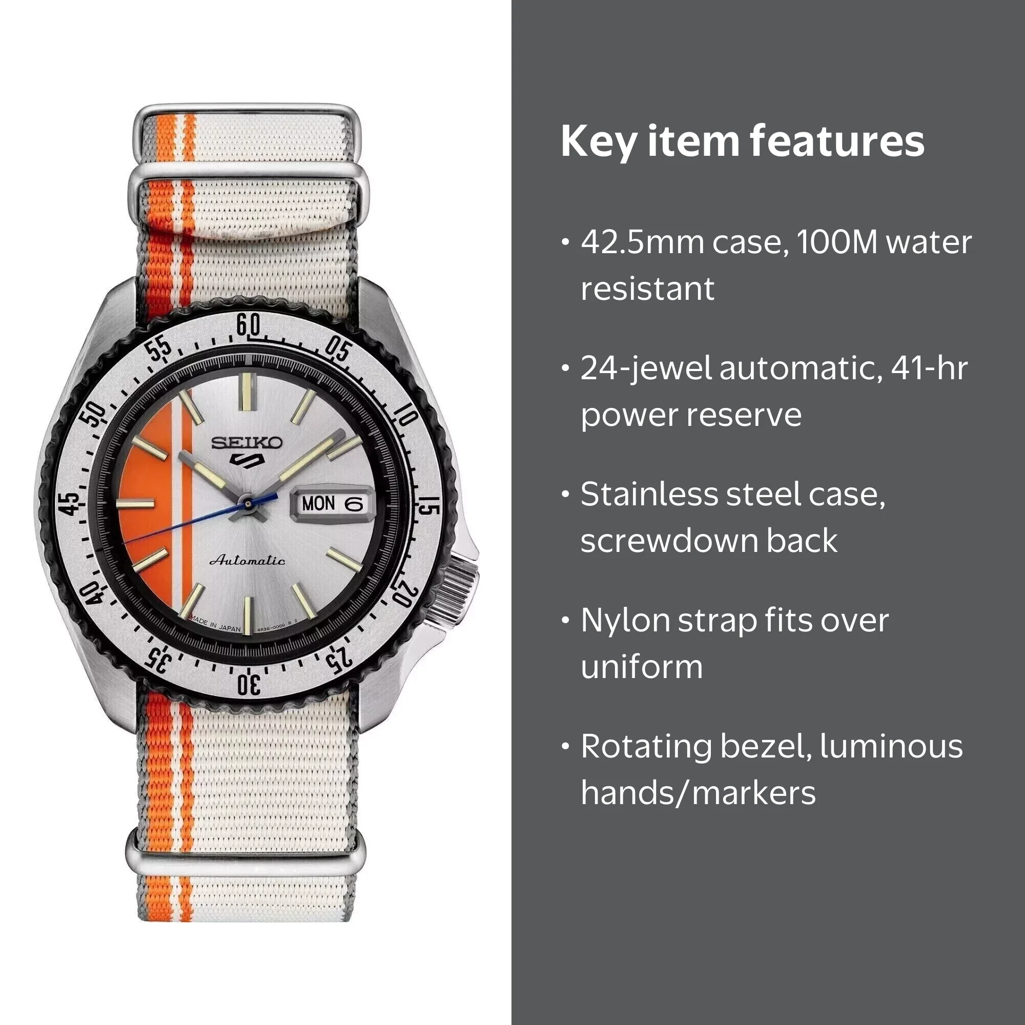Seiko 5 Sports U.S. Special Creation 42.5 mm Orange Dial Men's