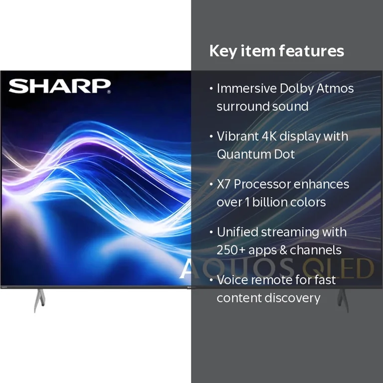 Sharp 4TC65HP7050U 65 inch Class Aquos QLED 4K Ultra HD Xumo Smart
