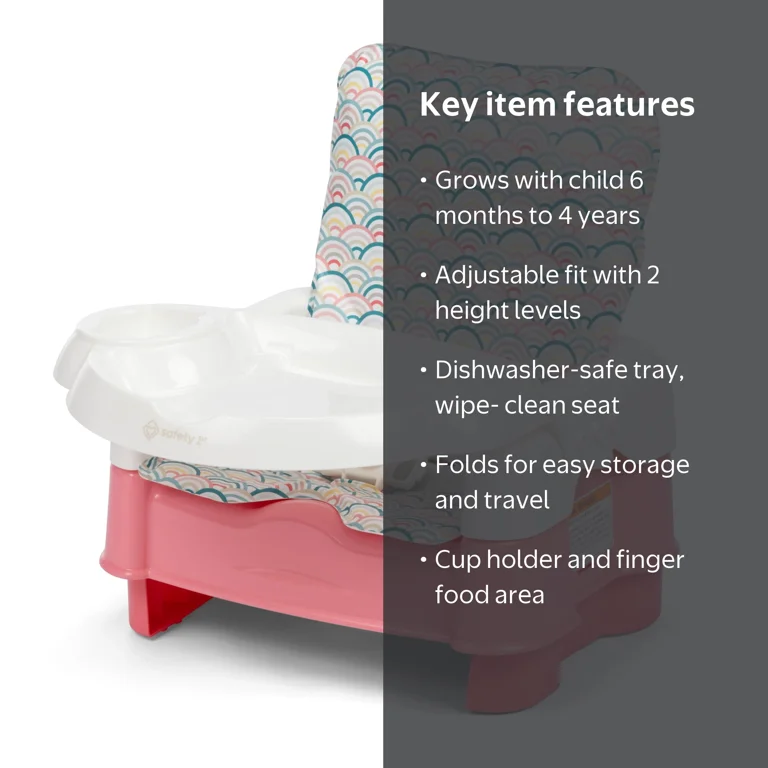 Safety 1st Deluxe 5-in-1 Sit, Snack & Go Convertible Toddler Booster Seat, Rainbow Arcs
