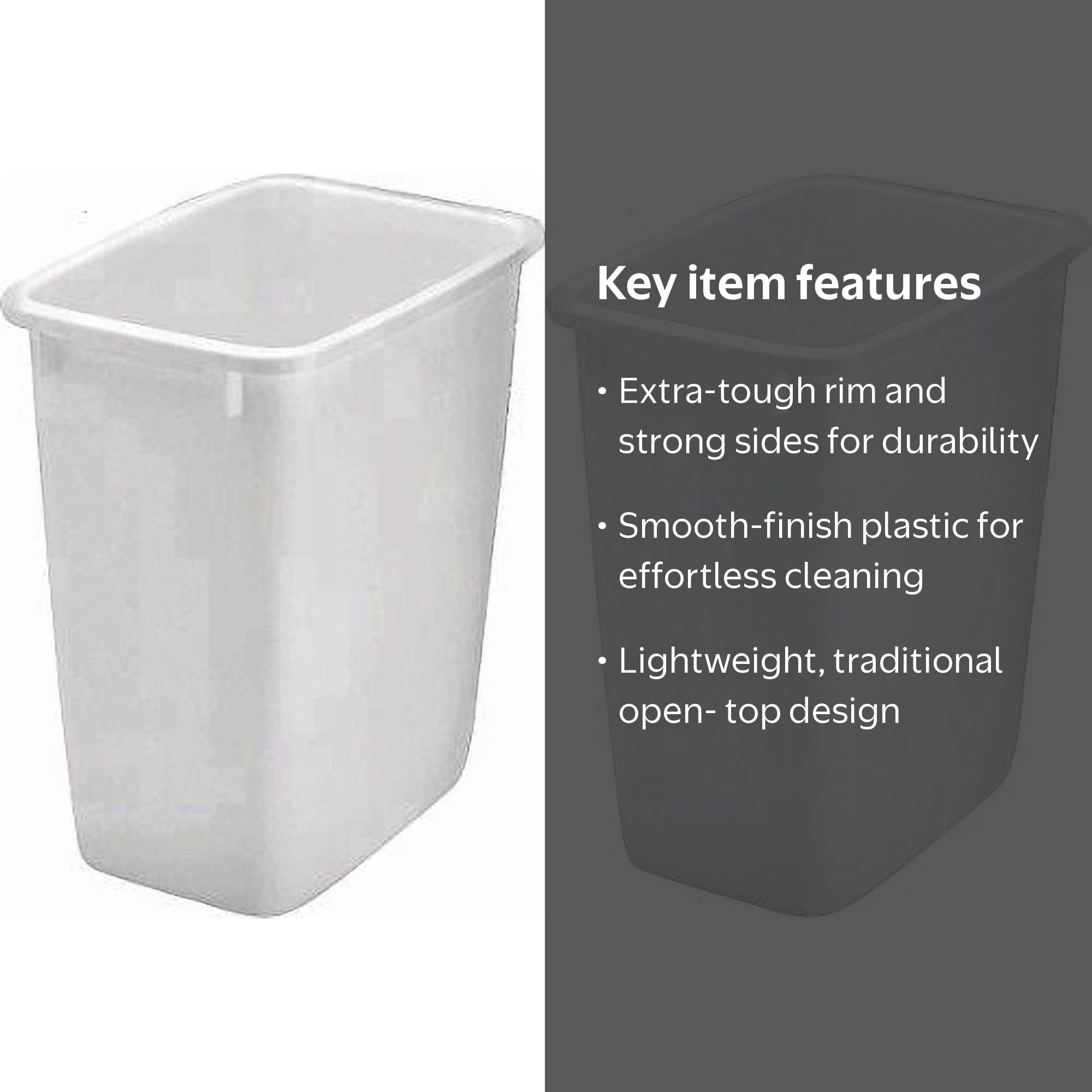 Rubbermaid, Wastebasket, 36 qt, Open Top, White, Pack of 2