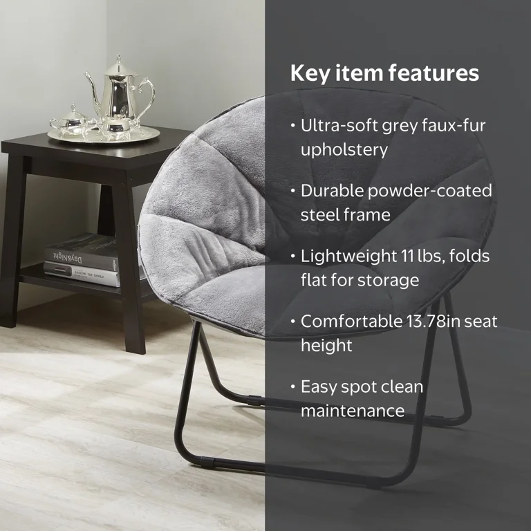 Mainstays Plush Saucer Chair, Grey - Walmart.com