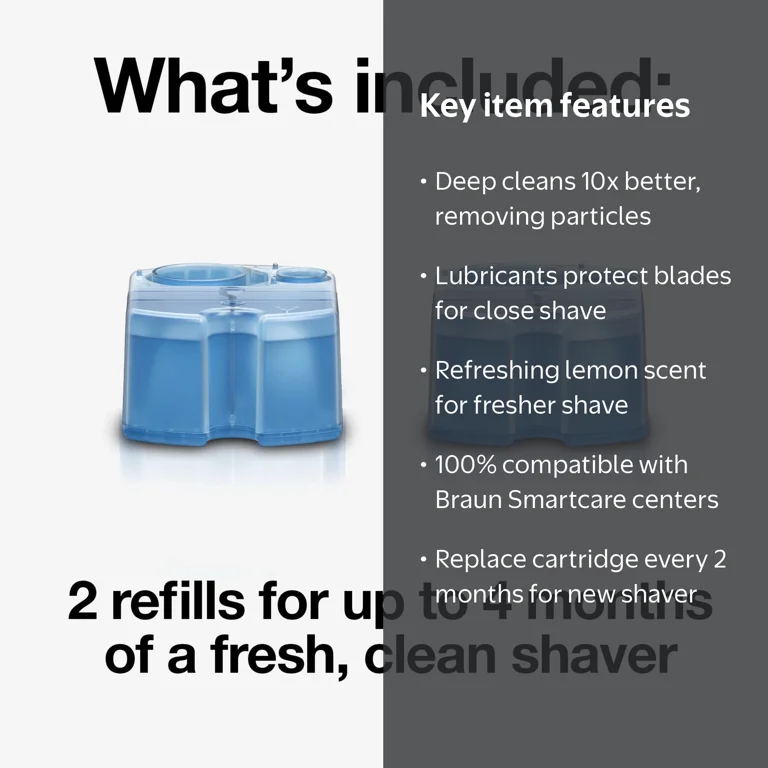 Braun Clean & Renew Refill Cartridges CCR, Lemon Fresh, 2 Pack