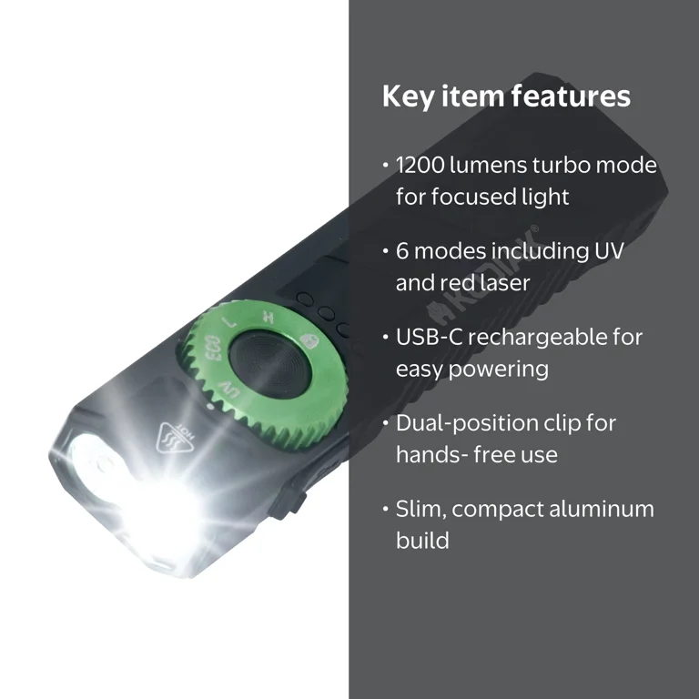 Kodiak Krux 1200-Lumen LED Work Light, USB-C Rechargeable Portable