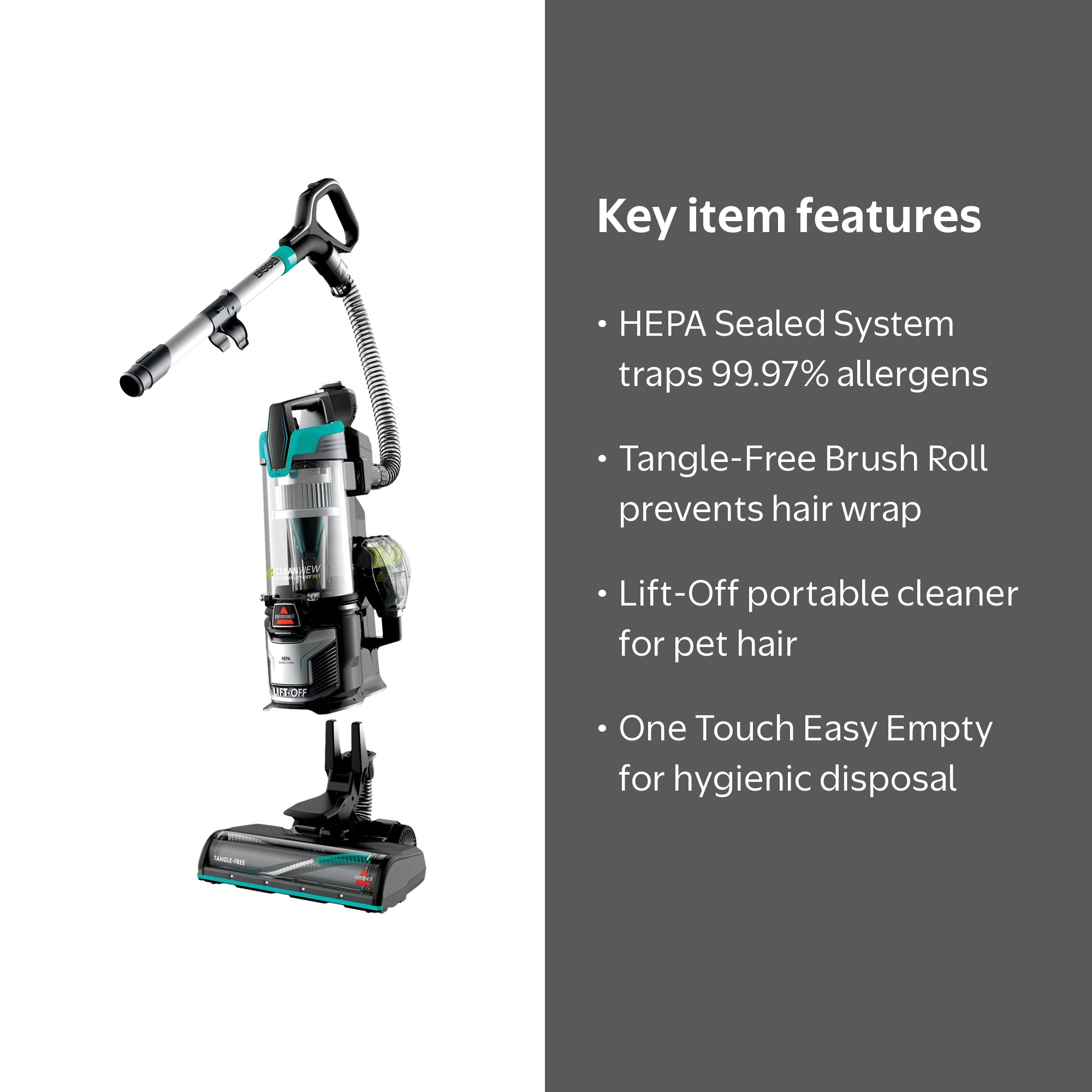 BISSELL MultiClean Allergen Lift-Off Pet Vacuum, HEPA Filter