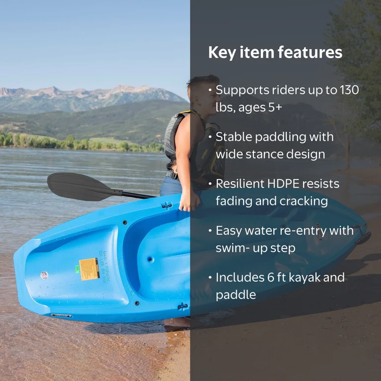 Lifetime Wave Youth 6 ft Sit-On-Top Kayak with Paddle Blue (90097