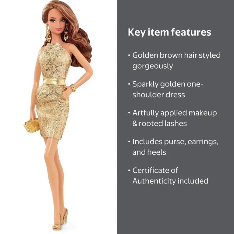 Barbie Look Doll Gold Dress - Walmart.com