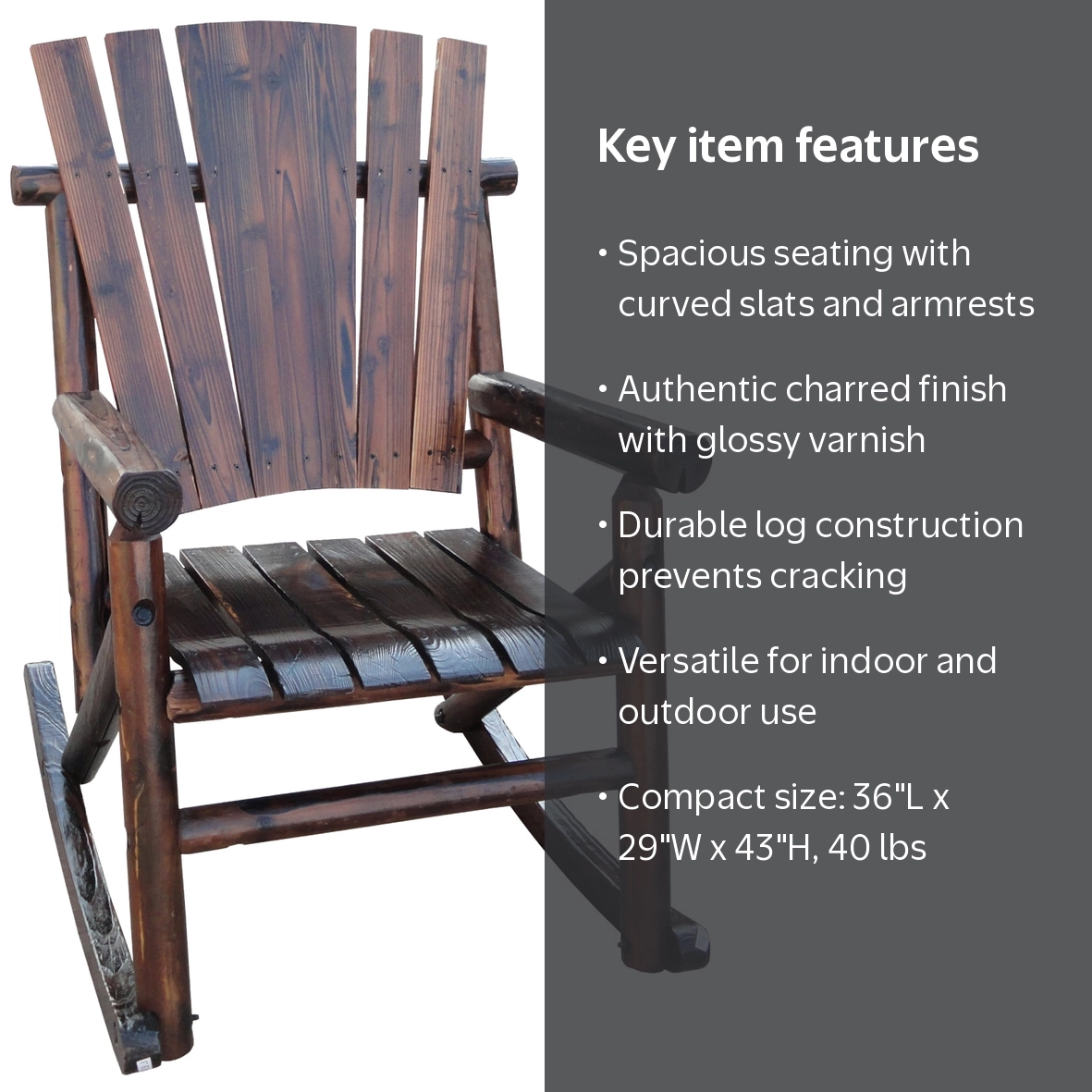 Leigh Country Char-Log Series TX 93859 Adult Wood Outdoor Rocking