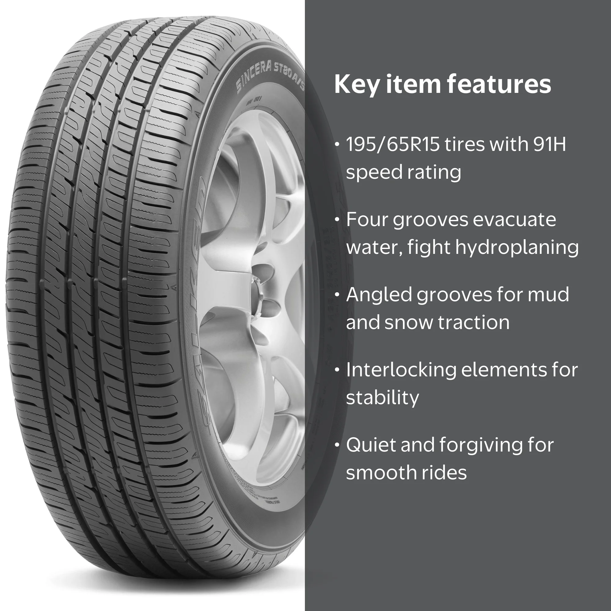 Falken, Passenger Tire, All Season, 195/65R15 91H Black - Walmart.com
