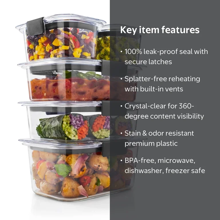 Rubbermaid Brilliance 10-Piece Set, Leak-Proof, Clear Food Storage