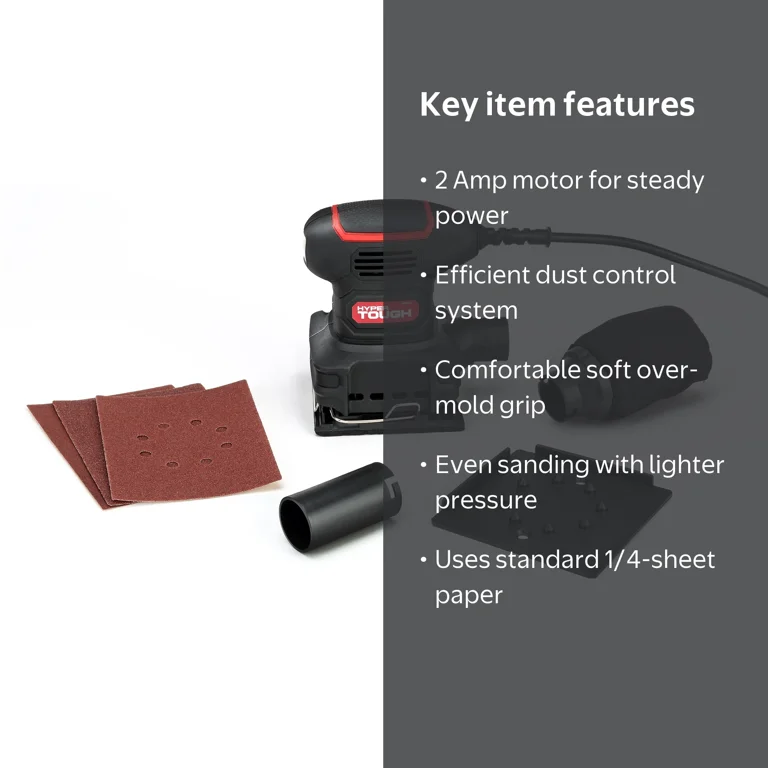 Hyper Tough 2 AMP Corded 1/4 Sheet Palm Sander with Dust Bag