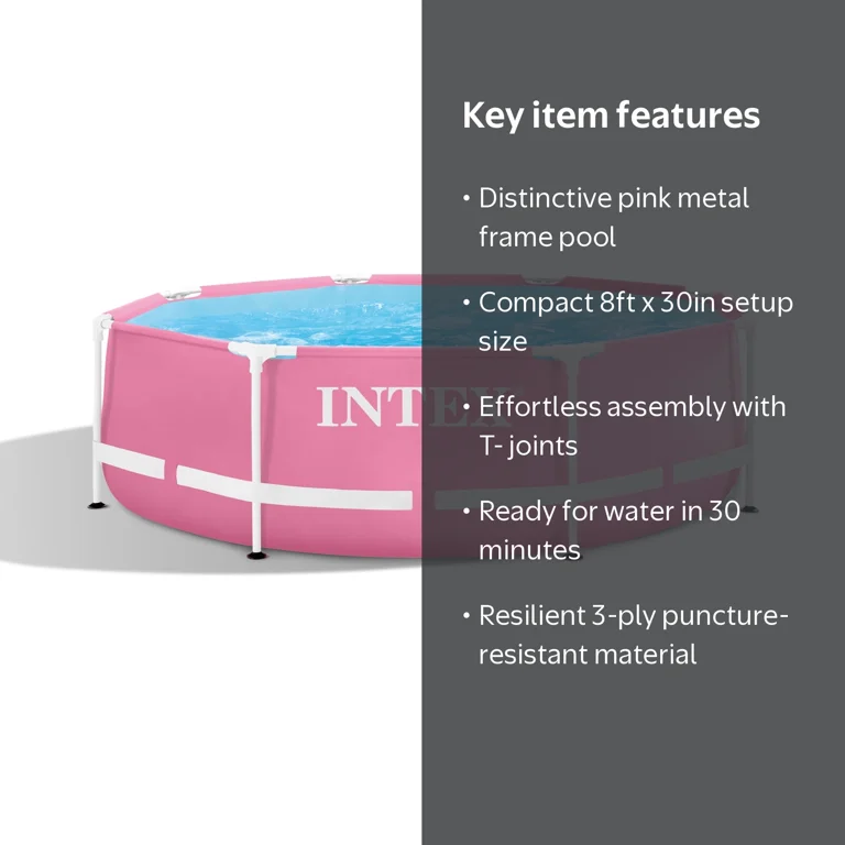 Intex, Above Ground Pool, Pink Metal Frame, 8ft x 30in - Walmart.com