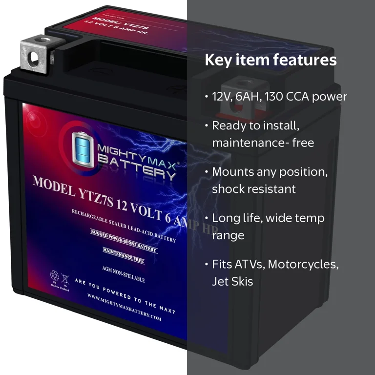 YTZ7S 12V 6AH Motorcycle & ATV Battery - Yuasa AGM High