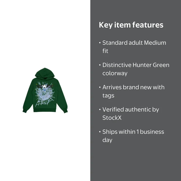 Sp5der Men's Web Hoodie Hunter Green, from StockX - Walmart.com