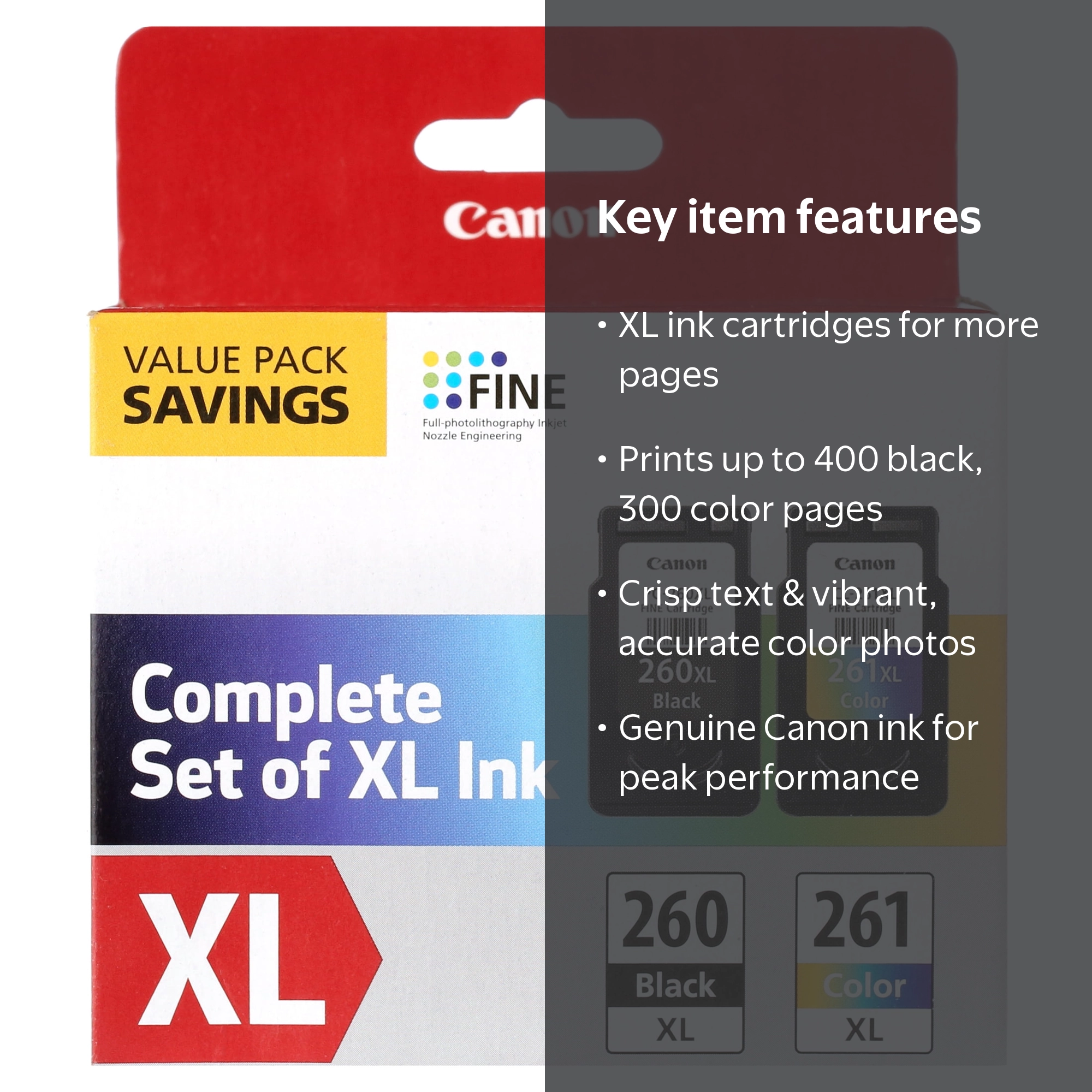 Canon, Ink Cartridge, PG-260XL/CL-261XL, 2-pack XL Black & Color