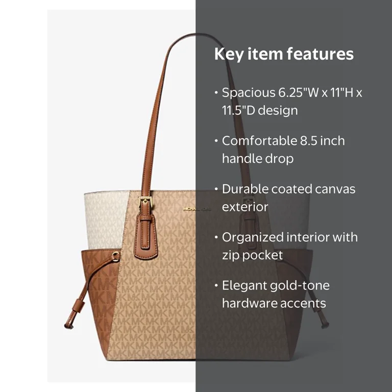 Michael Kors Women's Voyager Large Color-Block Signature Logo Tote