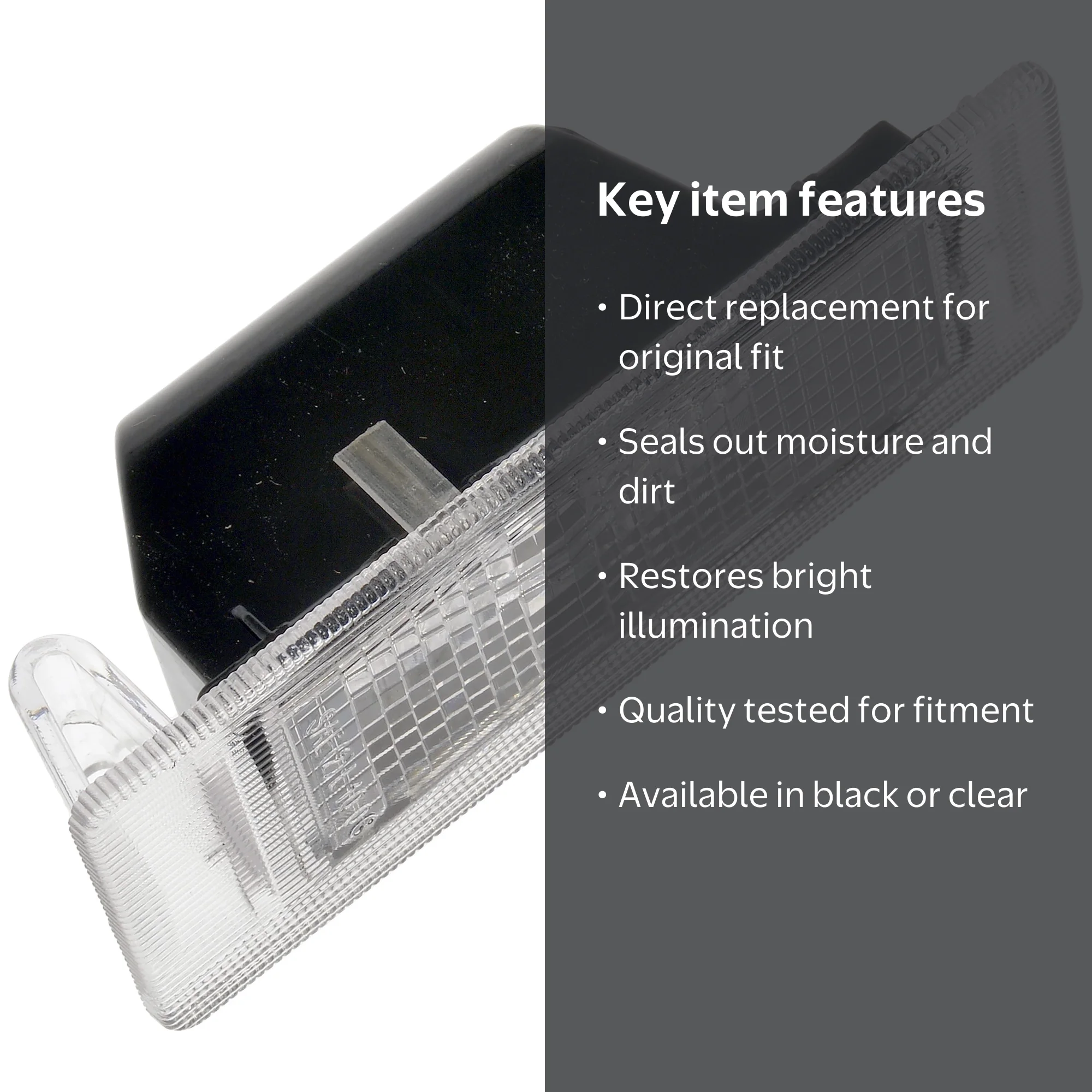 Dorman 68207 License Plate Light Lens for Specific Models, Black