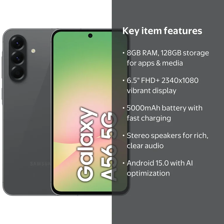 Samsung, Galaxy A56 5G Smartphone, 8GB RAM 128GB, Gray - Walmart.com