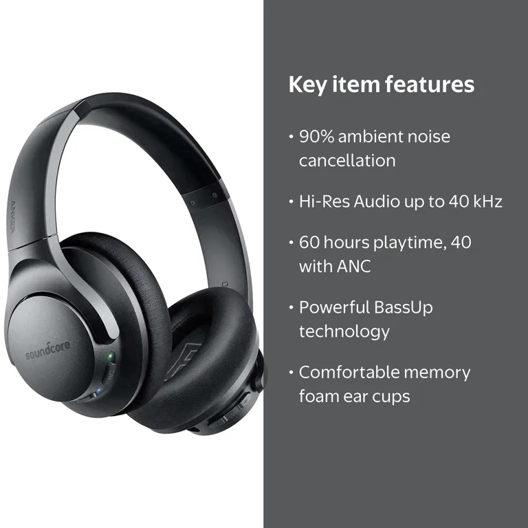 Anker Soundcore Life Q20 Hybrid Headphones, Noise Cancelling