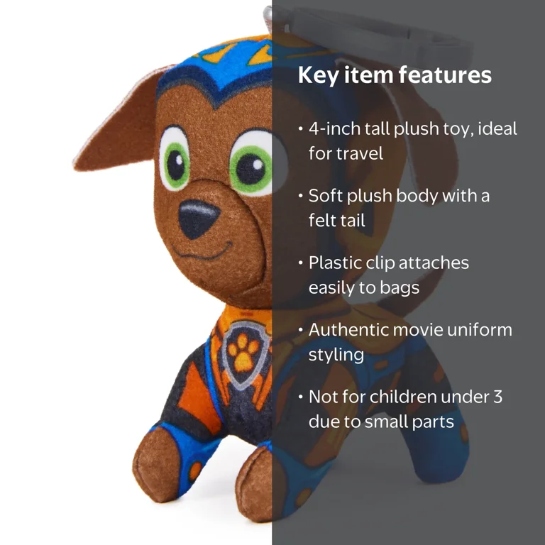 PAW Patrol: The Mighty Movie, 4-Inch Tall Zuma Plush Toy with