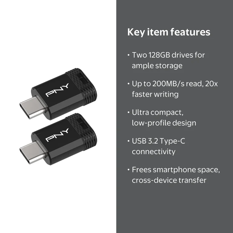 128GB PNY Elite-X Fit Type-C USB 3.2 Flash Drive – Up to 200MB/s