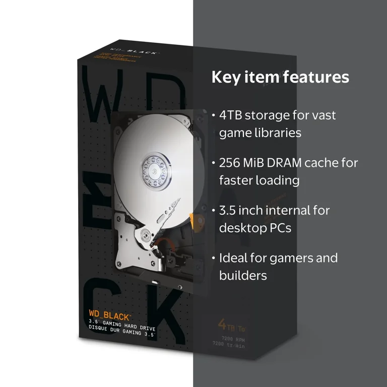 WD_BLACK 4TB PC Gaming Hard Drive - High Performance Storage Disk
