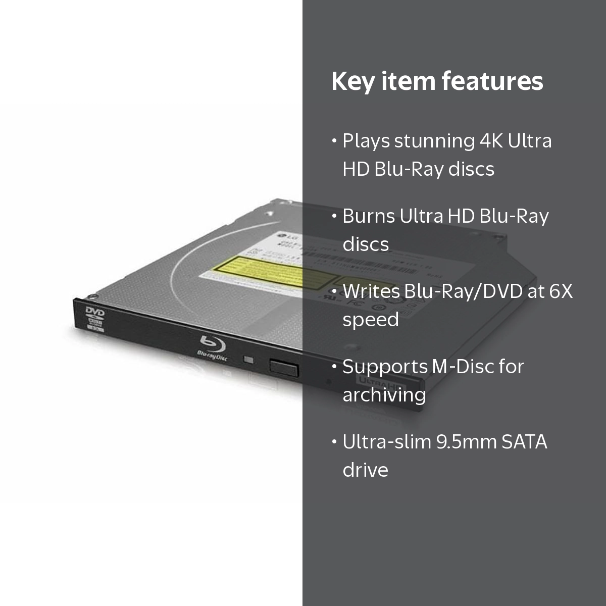 LG Ultra Slim Internal Blu-Ray/DVD Writer with M-Disc Support